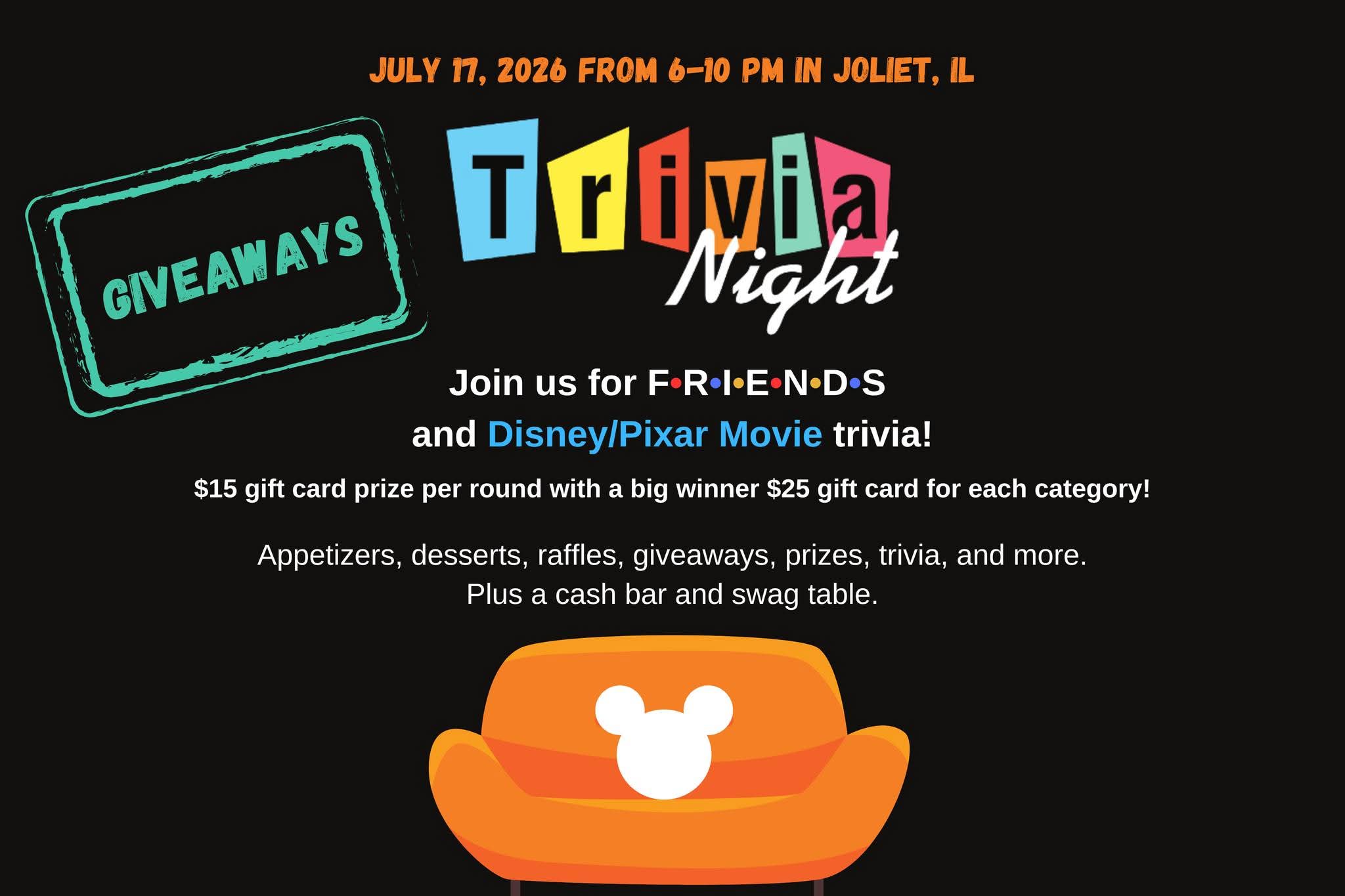 Friends and Disney/Pixar Trivia Night Benefiting The Kitty Squad Animal Rescue