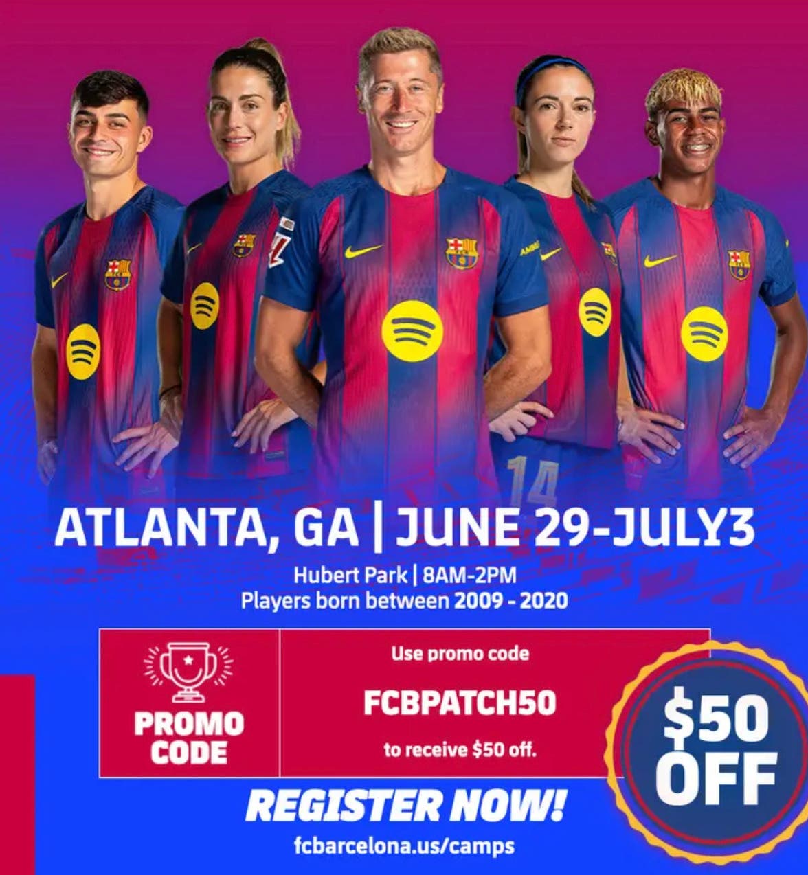 FC Barcelona Soccer Camp – ATLANTA 2026 $50 OFF