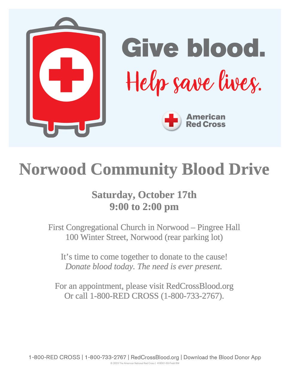 Norwood Community Fall Blood Drive