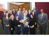 Educators and administrators pose with South Huntington School District’s 2025–2026 Teachers of the Year during a Board of Education meeting at Walt Whitman High School on Jan. 21, 2026. Stimson Middle School special education teacher Justin Gravina was n