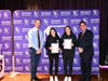 Students second from left are Maiya Troll and Morgan Farrell.