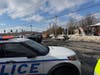 Police and fire units block traffic as crews respond to a serious motor vehicle crash at the intersection of Route 347 and Route 111 in Smithtown.