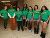 Students involved in costumes and makeup for Central Islip High School’s production of “Little Shop of Horrors” pose in the hallway before the performances on March 6 and 7.