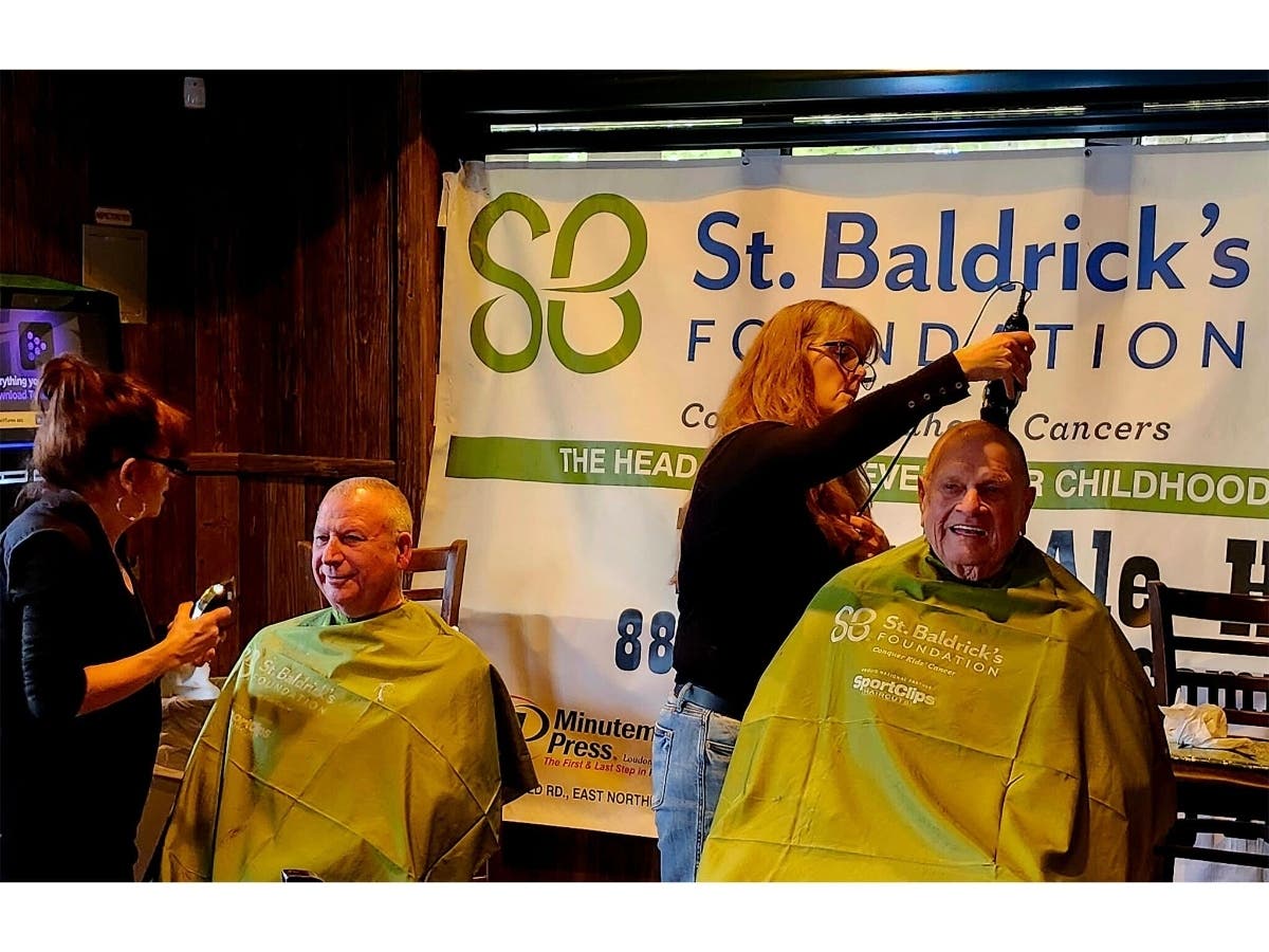 From left, “Shavees” Rich Fitzgerald, Don Maltby, Tom O’Donnell, Mike Norton, Bob Slingo, Chris Dee, Greg Buda, John Piropato, George Theis, and Mario Ogno.