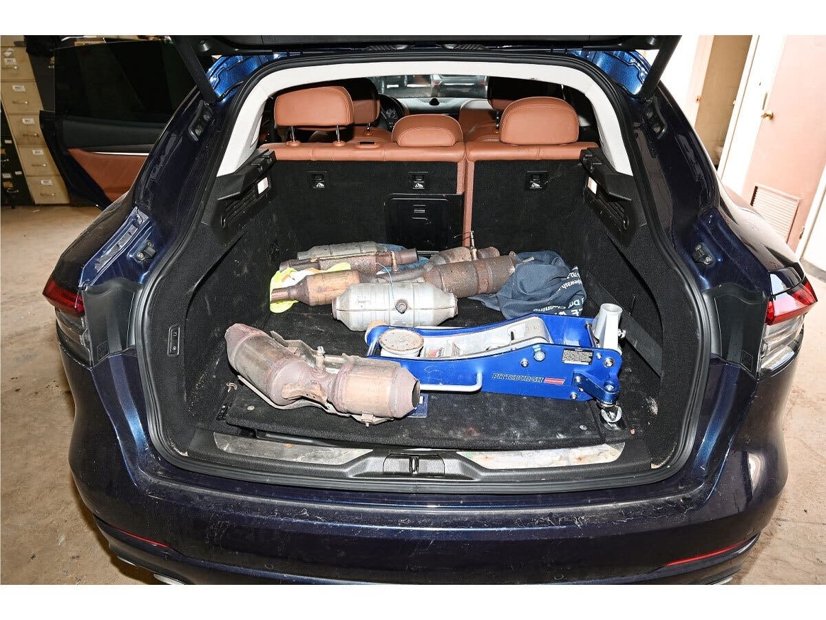 Four Bronx men are accused of targeting Suffolk County in a catalytic converter theft spree — then fleeing police in a chase that left an officer with a serious leg injury, prosecutors said.