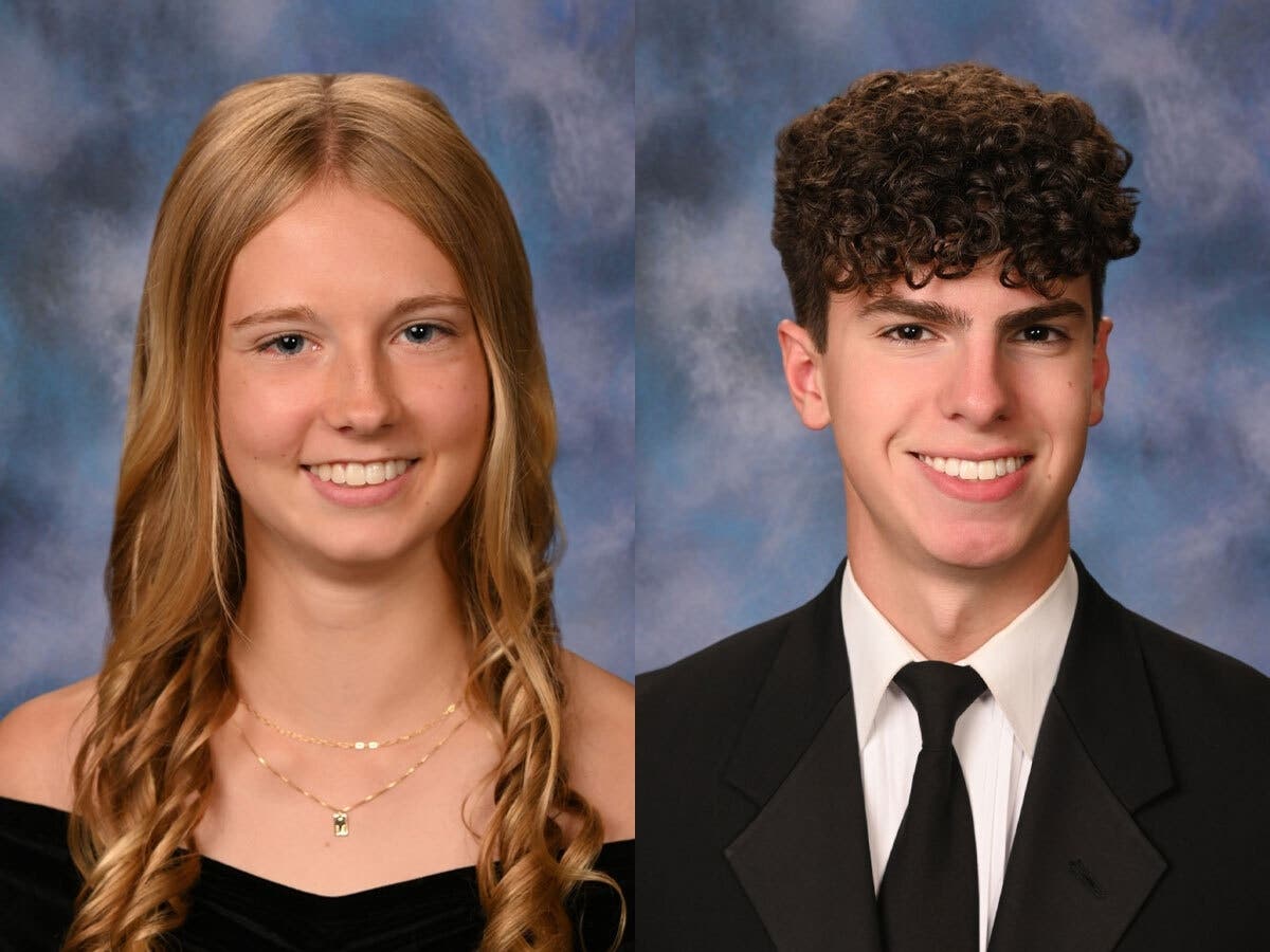 Sayville High School Class of 2026 valedictorian Mackenzie Schutte and salutatorian Anthony Artusa.