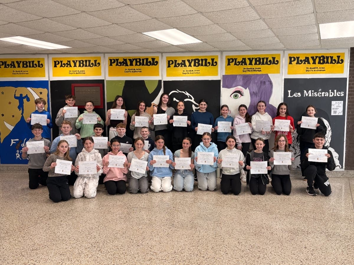 Twenty-nine Sayville Middle School seventh graders were selected for publication in a national student anthology after winning a nationwide writing contest.
