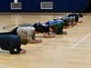 At the end of Navy Officer Denny’s presentation on fitness and nutrition, students
competed to see who could hold a plank the longest.