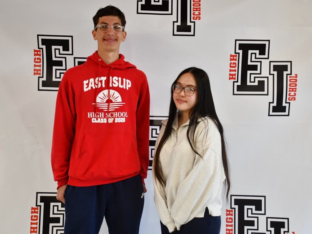East Islip High School’s Class of 2026 valedictorian and salutatorian are Liam Eichler and Angel Mai.  