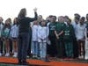 The Oldfield Middle School Chorus and Harborfields High School Vocal Ensemble perform the national anthem during Harborfields Night with the Long Island Ducks at Fairfield Properties Ballpark in Central Islip on May 1.