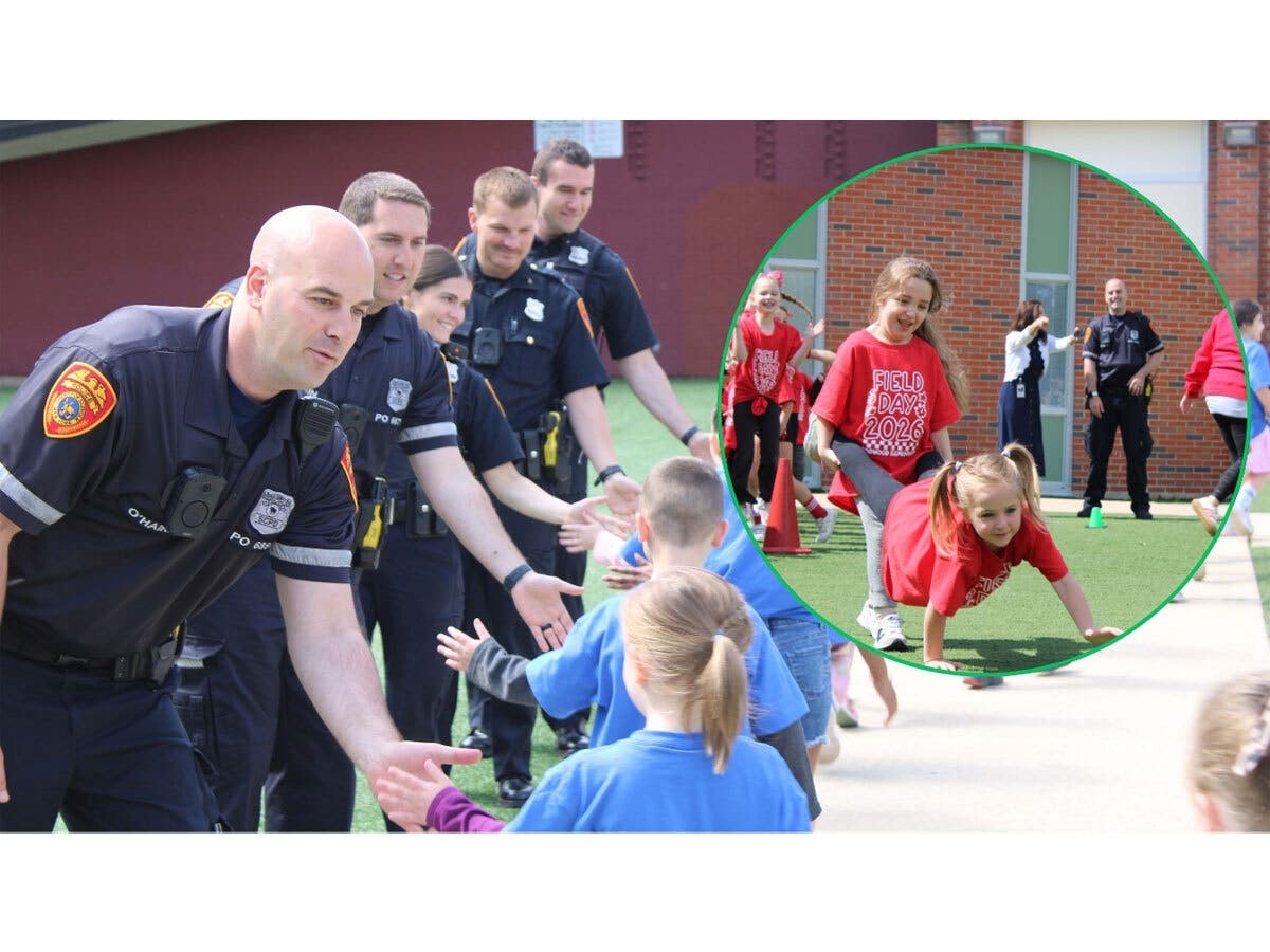 School Resource Officer Michael Korba celebrated a student’s birthday during Dogwood Elementary School’s Hometown Heroes celebration week.