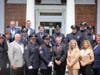 Award recipients with department leadership and elected officials outside of Town Hall. 