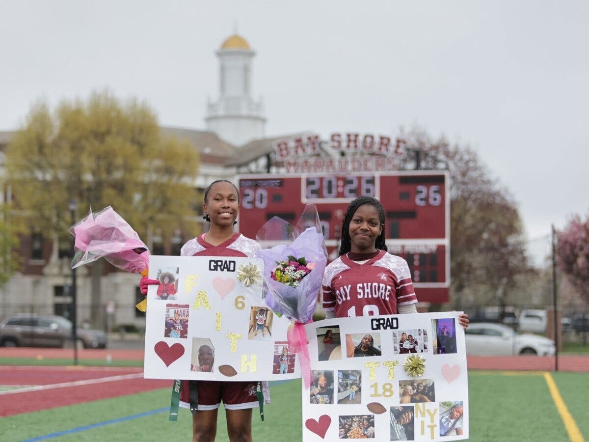 The Bay Shore Varsity Flag Football team recognized the senior members of the team who will be graduating this year.