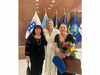 Suffolk County Legislator Stephanie Bontempi, cognized Karen Steinhaus, right, of East Northport. At left was Linda Oritano, executive director of Northport AWARE Drug and Alcohol Community Coalition.