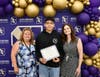 Melvin Chevez Hernandez, center, was recognized at Sayville High School’s Breakfast of Champions. He was nominated by Ms. Armendinger, left and Ms. Danisi.