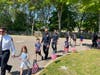 First responders walk with Sunrise Drive Elementary School students during the school’s third annual First Responder Parade in Sayville.