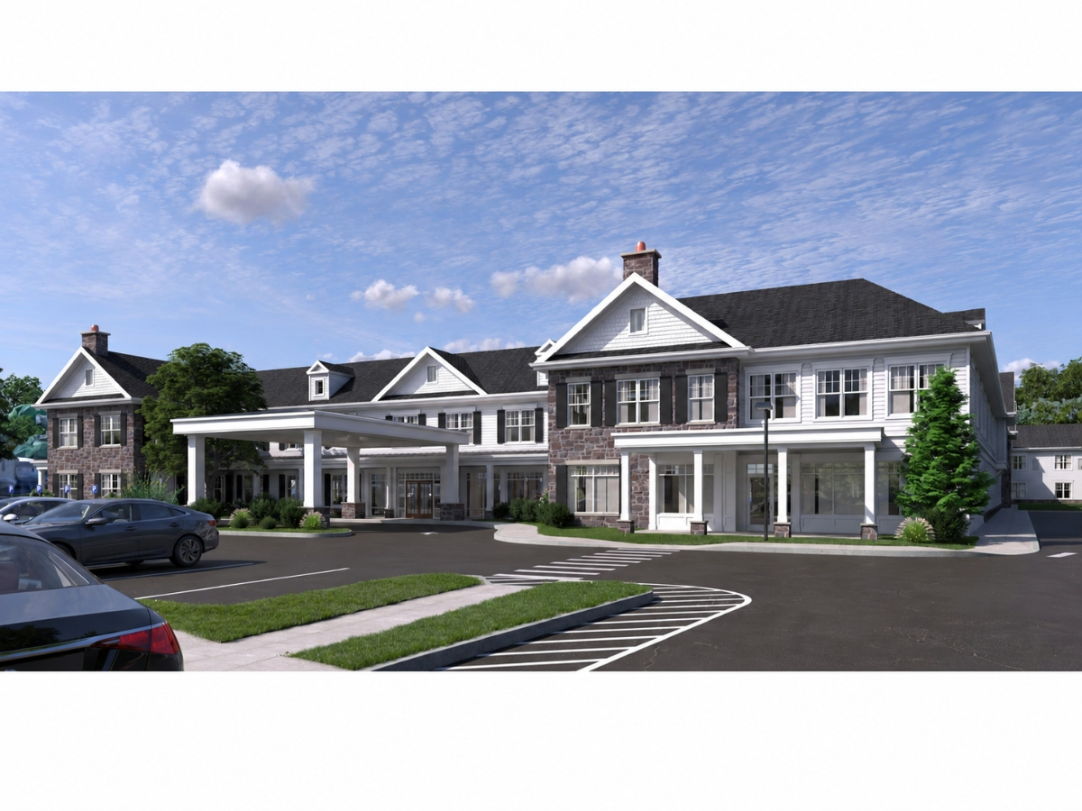 Renderings of Benchmark at East Islip, a 90-unit assisted living and memory care community.