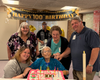 Doris Gessner, seated, celebrates her 100th birthday with family, friends and supporters at Gurwin Jewish Nursing & Rehabilitation Center.