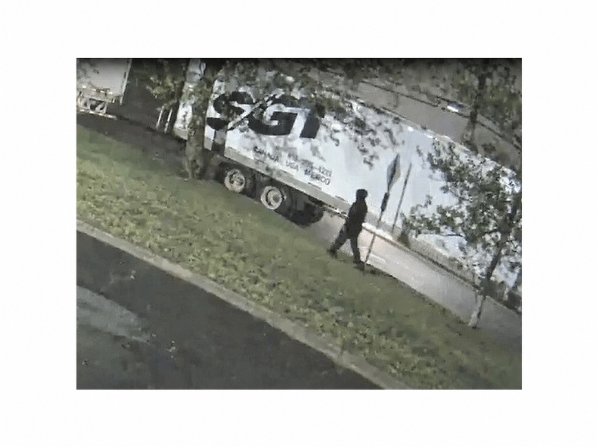 A surveillance image shows a person sought in connection with the May 24 arson of a box truck at a Central Islip business, police said.