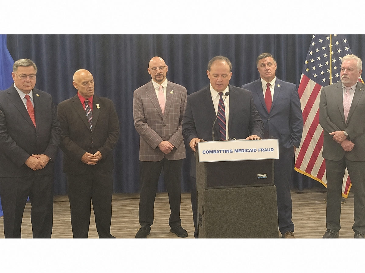 State and Suffolk County officials revealed proposed legislation targeting Medicaid fraud Thursday at the H. Lee Denison Building in Hauppauge.