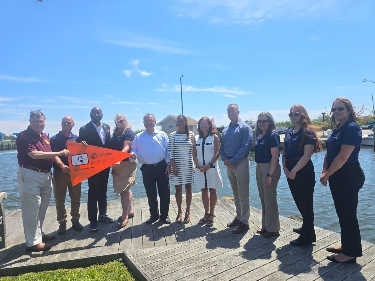 State and local officials and environmental representatives announce expanded Clean Vessel Assistance Program grants in Copiague to support vessel wastewater pump-out infrastructure and protect New York waterways.