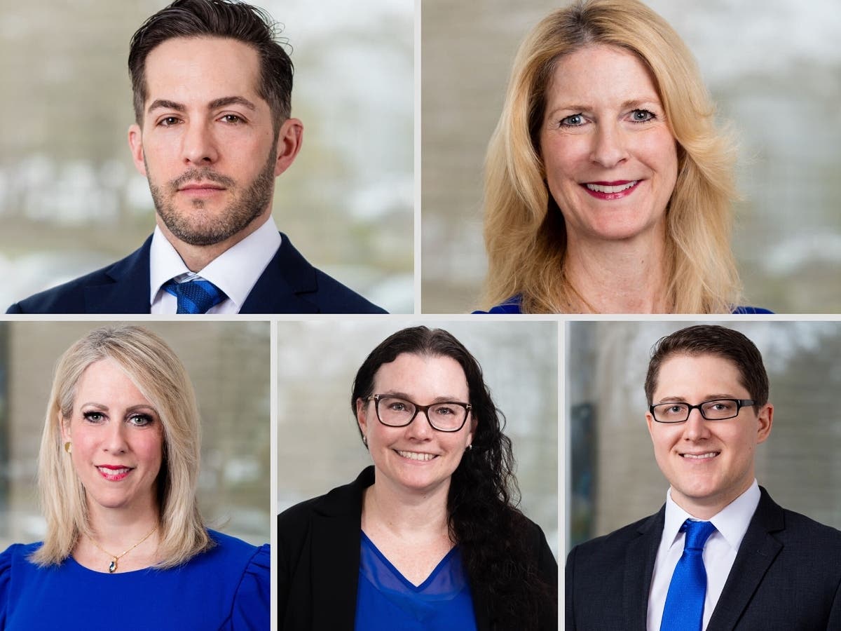 Cona Elder Law attorneys recognized in the 2027 edition of Best Lawyers are, clockwise from top left, Ken Kern, Jennifer B. Cona, Dylan Stevens, Sarah Rebosa and Melissa Negrin-Wiener.  