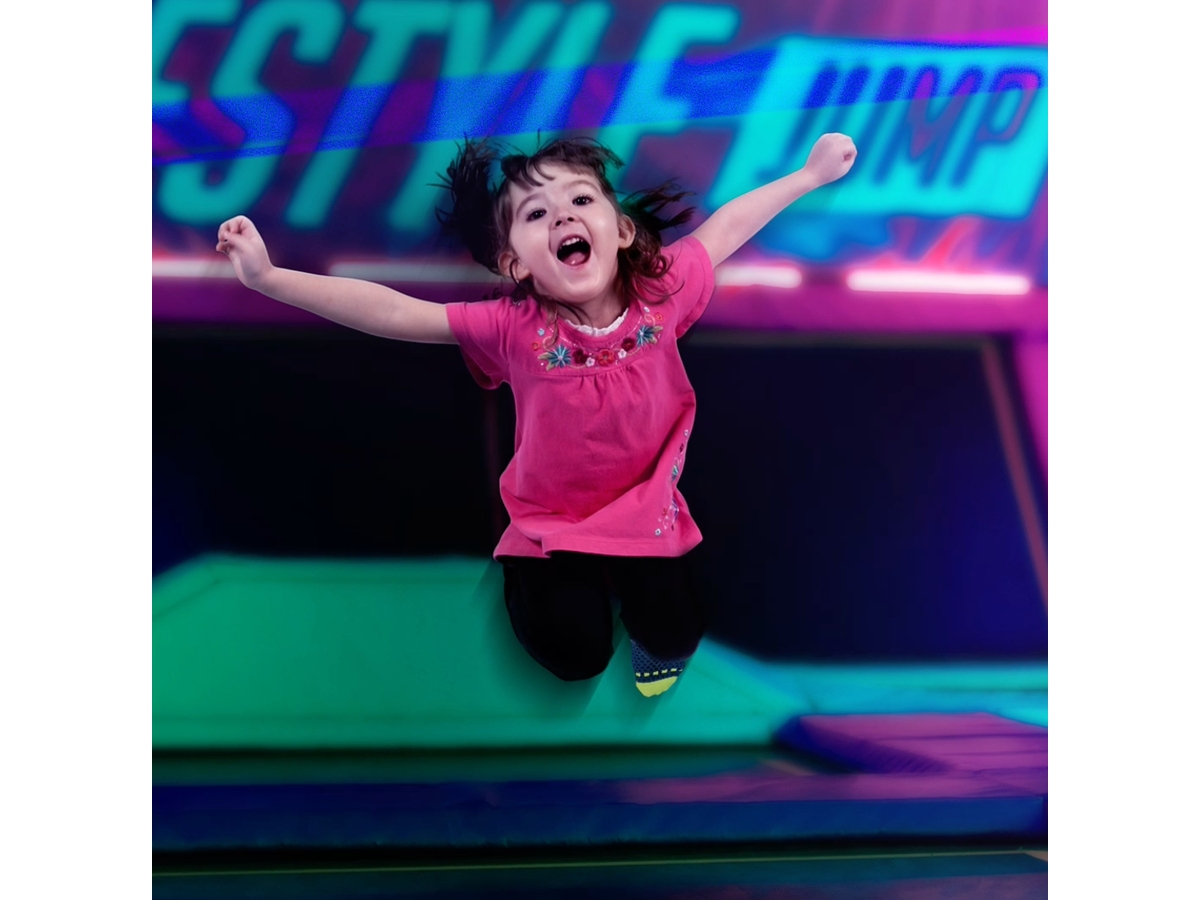A young child jumps on a trampoline at Urban Air Lake Grove, which is bringing back its Jumperoo toddler play sessions beginning Sept. 4.