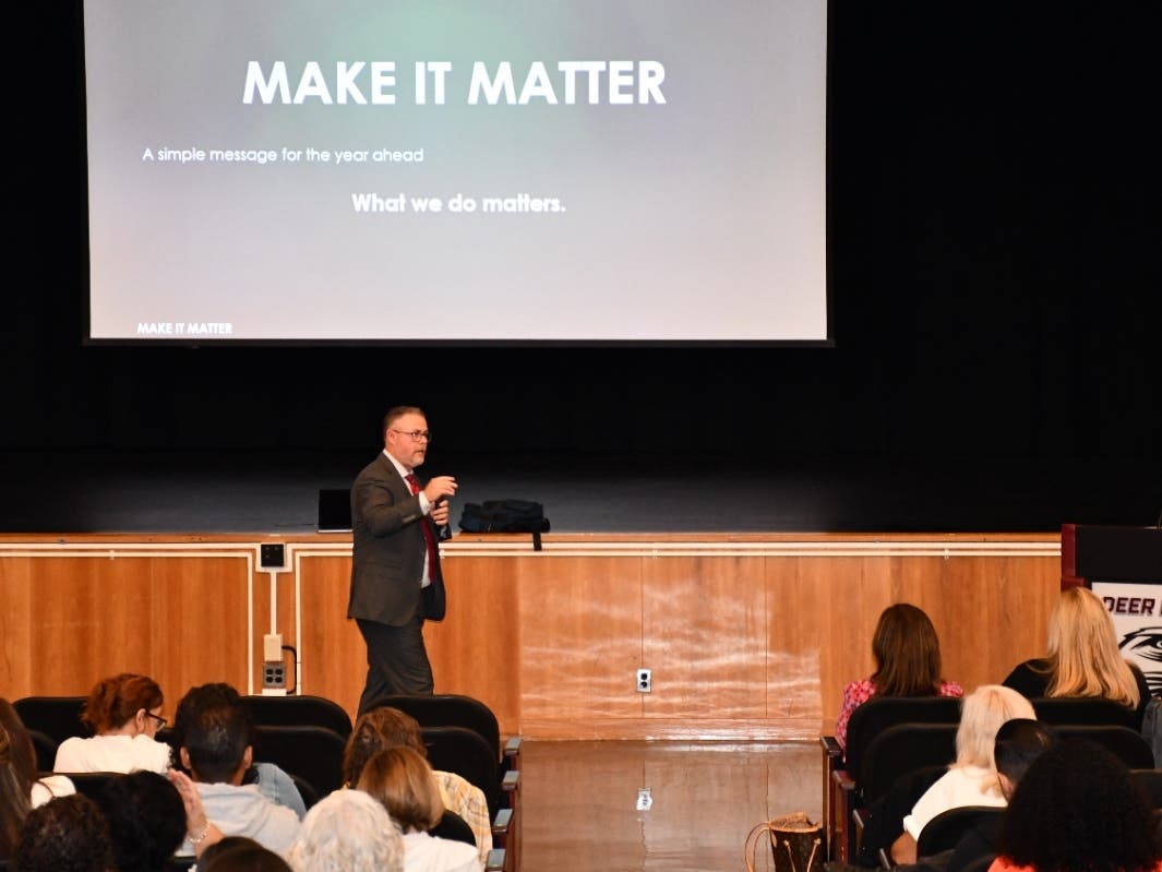 Deer Park School District Superintendent James Cummings set the tone for the 2026–2027 school year with a “Make It Matter” message during Superintendent’s Conference Day on Sept. 1.