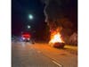 A vehicle burned on the eastbound Southern State Parkway near the Exit 43S ramp to Islip Avenue late Sunday night. The occupants escaped without injury, the Islip Fire Department said.