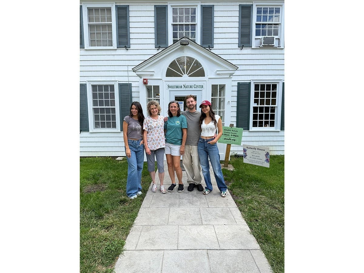 Actress and singer Victoria Justice, far right, joined by her friend Jake and sister, visits Sweetbriar Nature Center with Janine Bendicksen, director of wildlife rehabilitation, and Noelle Dunlop on Saturday, Sept. 12.  