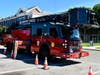 A Central Islip Fire Department truck is pictured during events surrounding Central Islip High School’s pregame ceremony commemorating the 25th anniversary of Sept. 11.