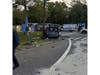 Emergency responders at the scene of a two-car crash on Veterans Memorial Highway in Smithtown on Thursday morning. One person was seriously injured and another suffered minor injuries, police said.