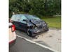A Honda minivan sustained extensive front-end damage in a two-car crash in Smithtown on Thursday, Sept. 17.