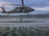 An Army National Guard helicopter conducts a simulated water rescue during a multi-agency search-and-rescue exercise on Smithtown Bay on Sept. 17.