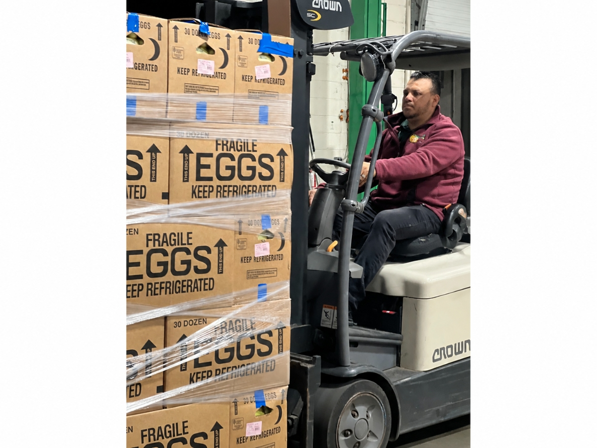 Eggs are distributed at a Long Island Cares food pantry. The organization said Thursday's shipment will go directly to the community through its agency partners.  