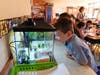 A Goosehill Primary student admired his newest classmate, a turtle, in his
classroom.