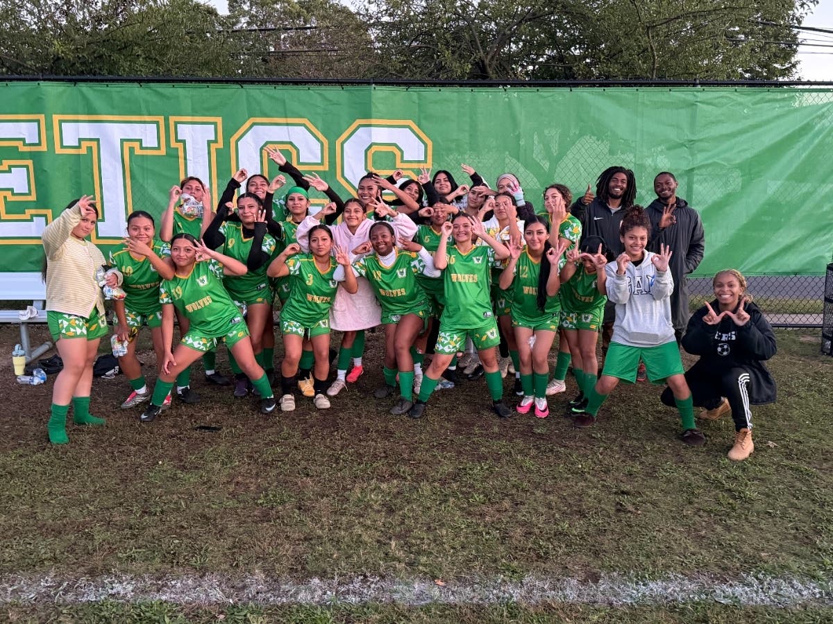 Wyandanch Memorial High School’s varsity girls soccer team made school
history with a 3-1 home victory over Copiague on Oct. 6, earning the program’s first varsity
win.