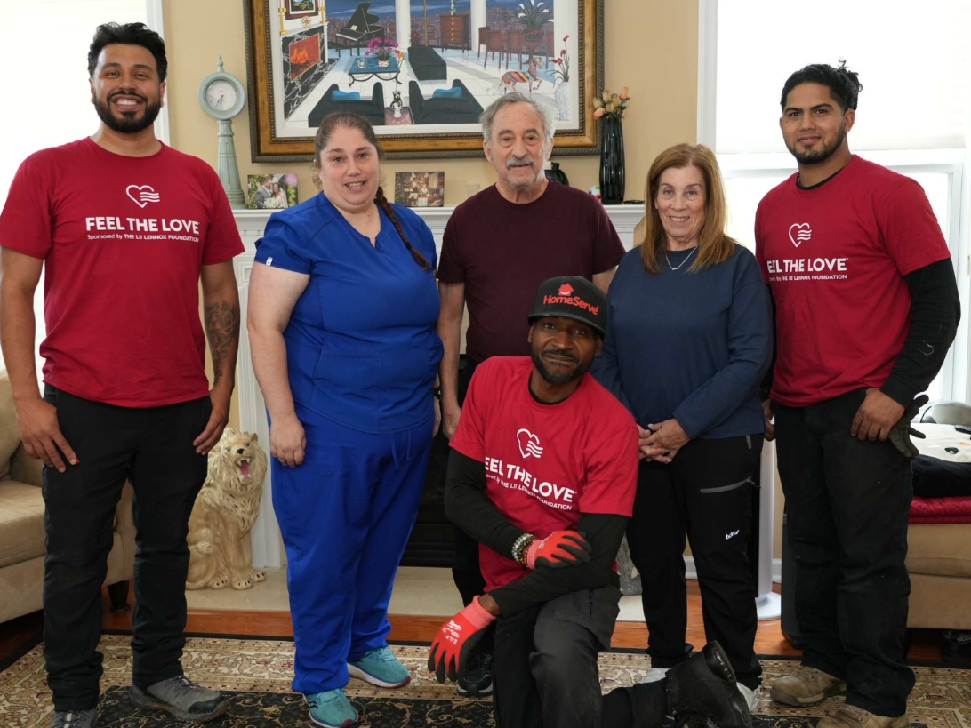 General Technician Jafeth Jeff Flores; left, Nicole, Caregiver; Homeowners Alvin Miller and Jeri Miller; General Technician Keyrox Collado and Apprentice Jeff Gousse,