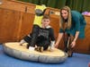 Dominick DiPresso was able to ride a homemade hovercraft, which uses a leaf blower to create some room underneath the wooden platform DiPresso sat on. 