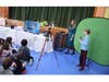 The assembly concluded with students standing in front of the green screen and delivering their own five-day forecasts, getting some hands-on experience with the world of weather. 