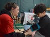 Ninth grader Mason DeVerna goes through a blood pressure test. 