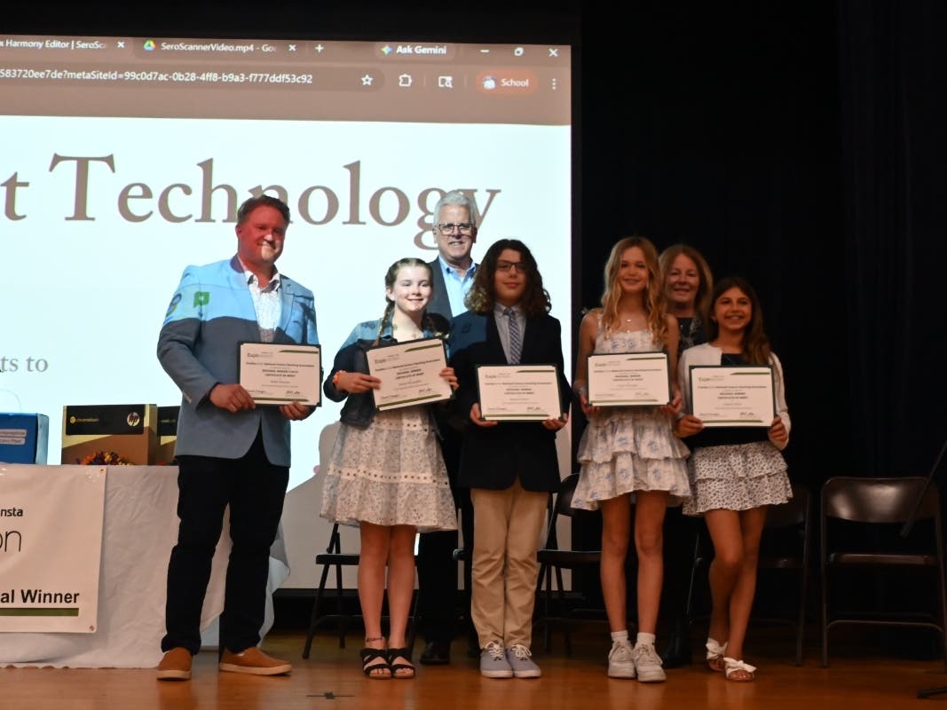 Long Beach sixth graders Caylee Donaghy, Rowan McLaughlin, Grayson Eichin and Jackson Ferraro won the title of regional champions in the Toshiba/NSTA ExploraVision competition.