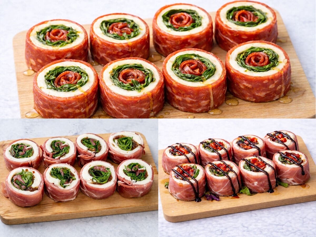 The "Italian sushi" at Uncle Giuseppe's Marketplace, sold in eight-piece portions for $12.99 per-roll. 