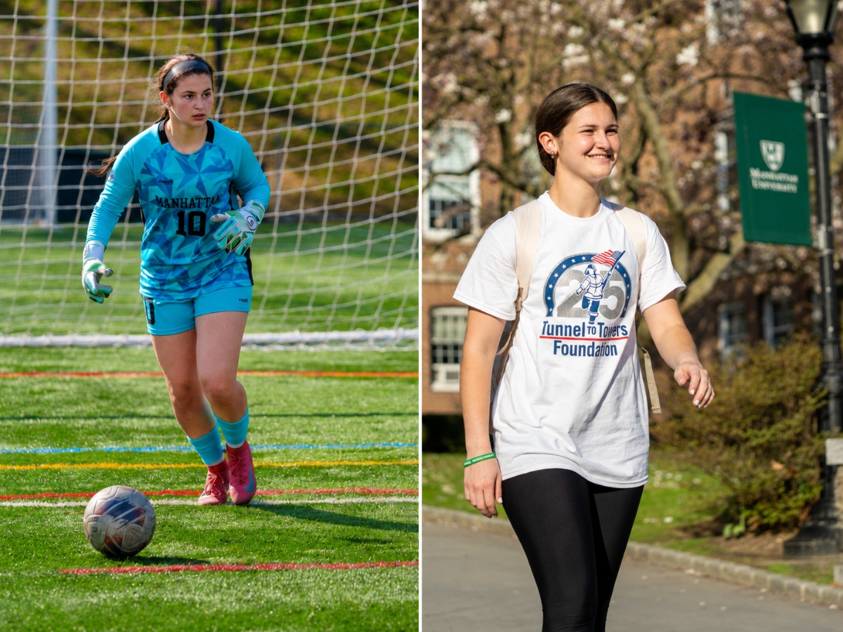 Juliana Mosca, the goalie on Manhatten University's soccer and lacrosse teams, signed an NIL deal to become a Tunnel to Towers Foundation ambassador. 
