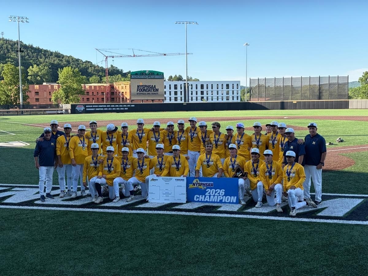Massapequa Baseball, with its state championship banner. 