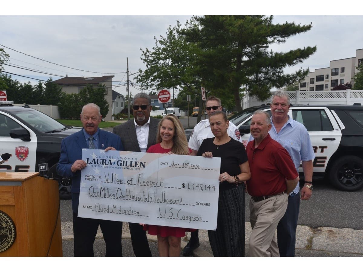 Local and federal officials announce the award of $1.1 million in flood mitigation funds for the village of Freeport.