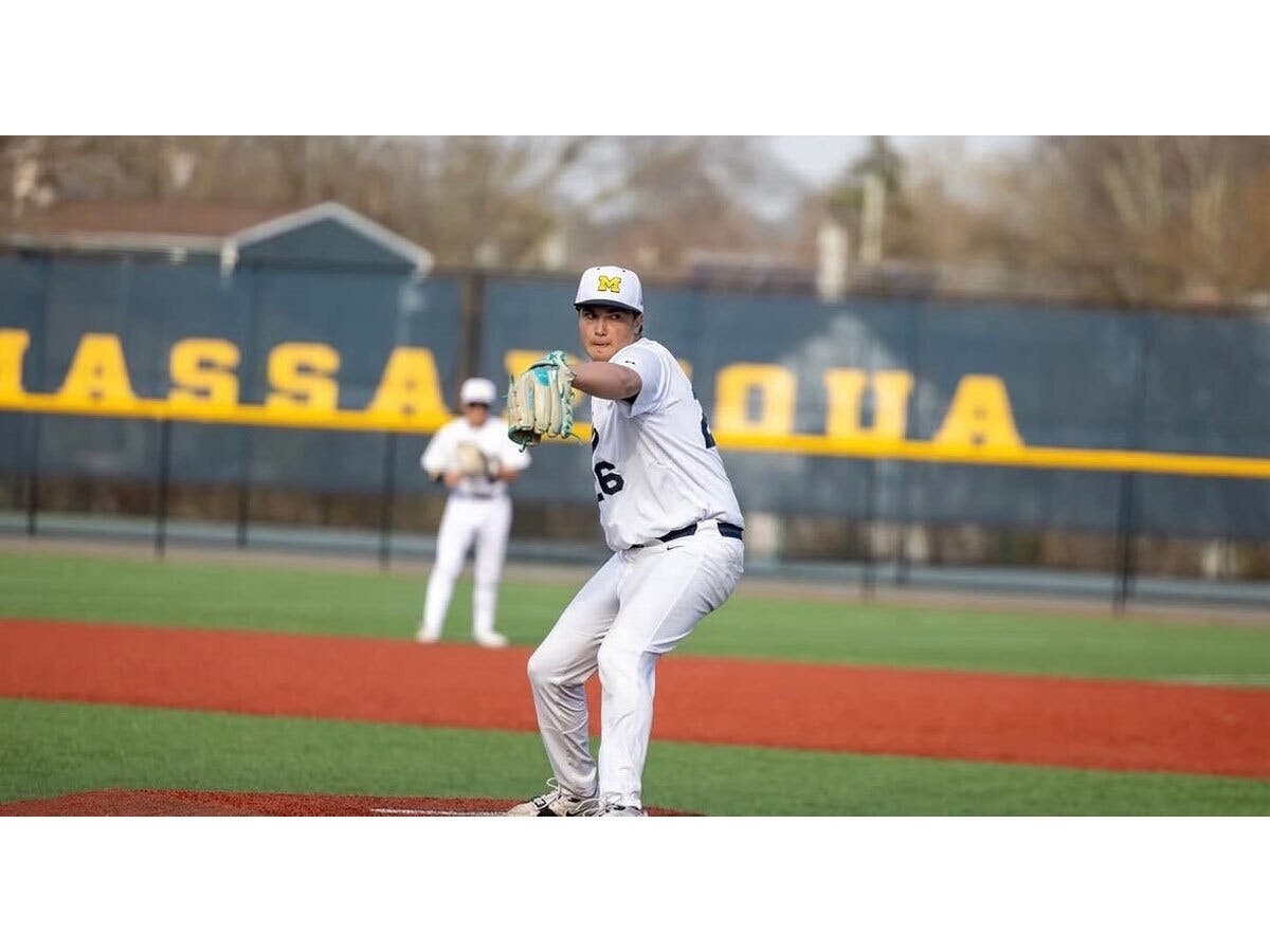 Jack Scannapieco winds up during a Massapequa baseball game. 