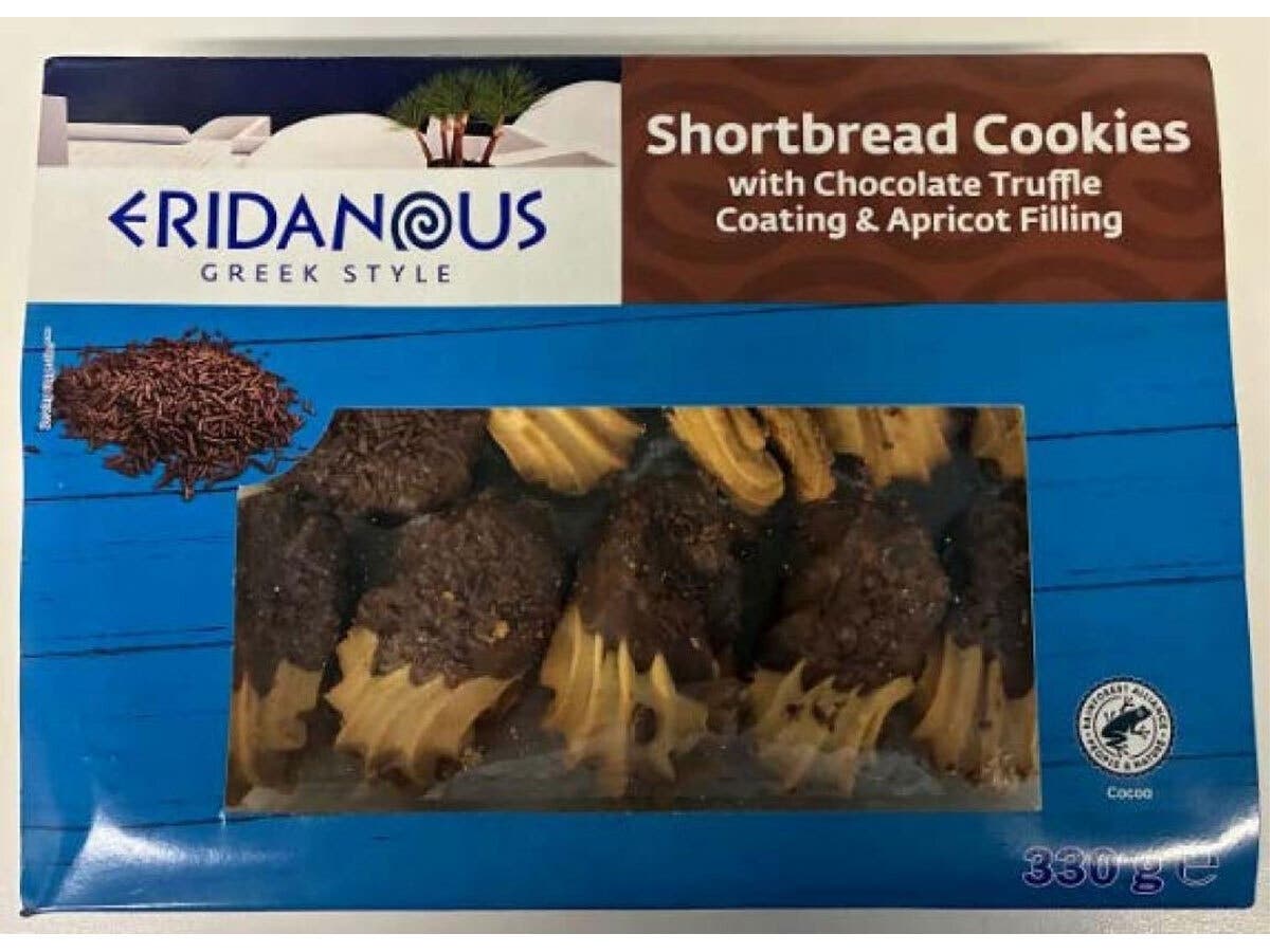 A box of Lidl Eridanous Shortbread Cookies.