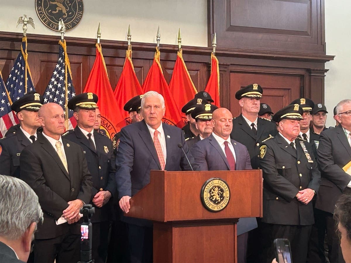 Bruce Blakeman announces the termination of Nassau County’s 287(g) agreement with ICE during a press conference on Aug. 26, 2026. 