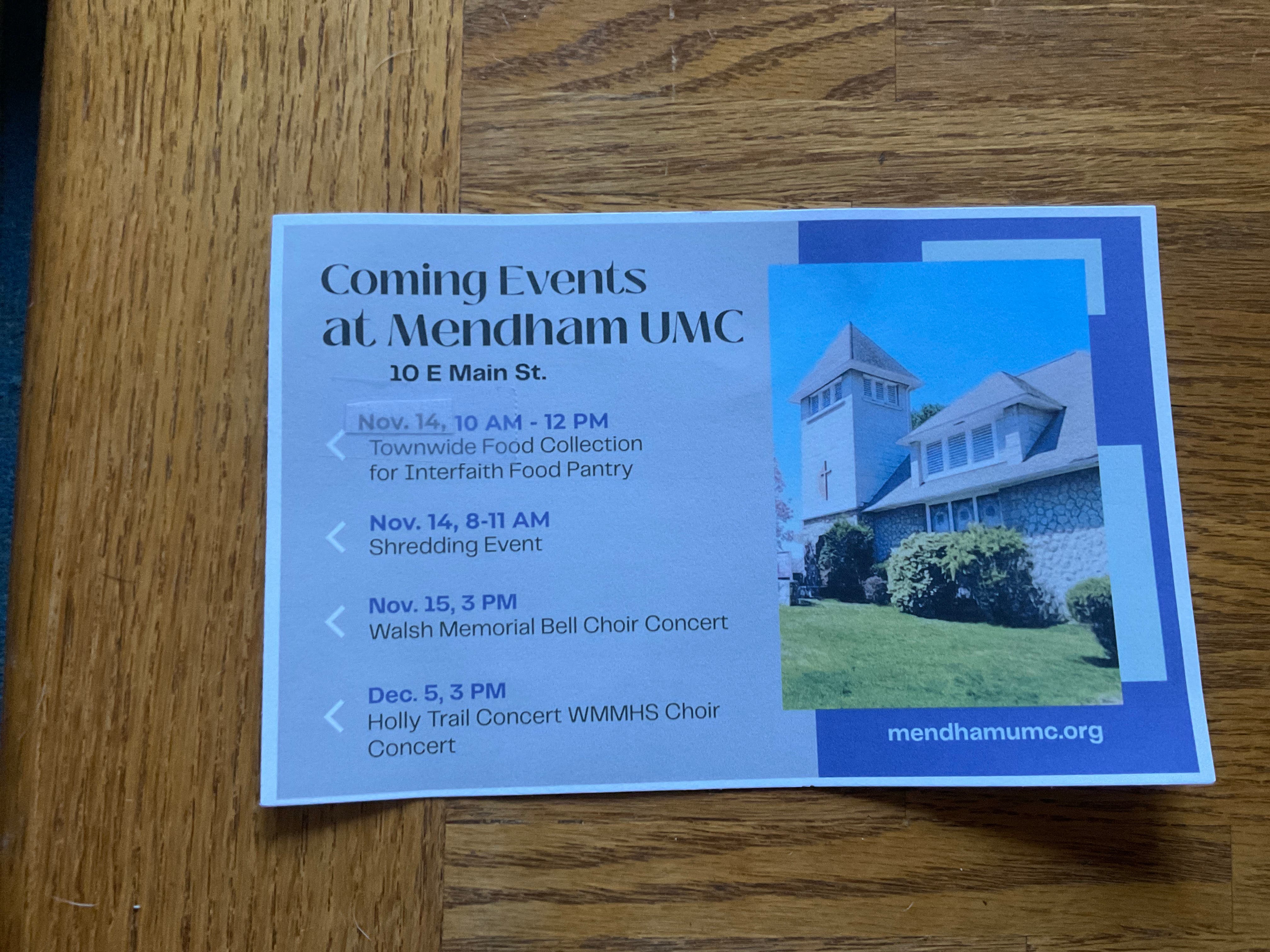 Coming Events at Mendham UMC